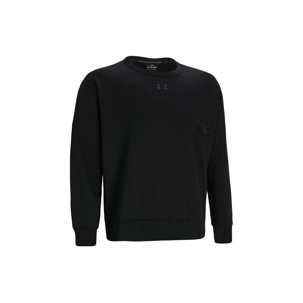 Under Armour Solid Color Crew Neck Casual Long Sleeve Pullover Sweatshirt Men sweatshirt Black 1387975-001