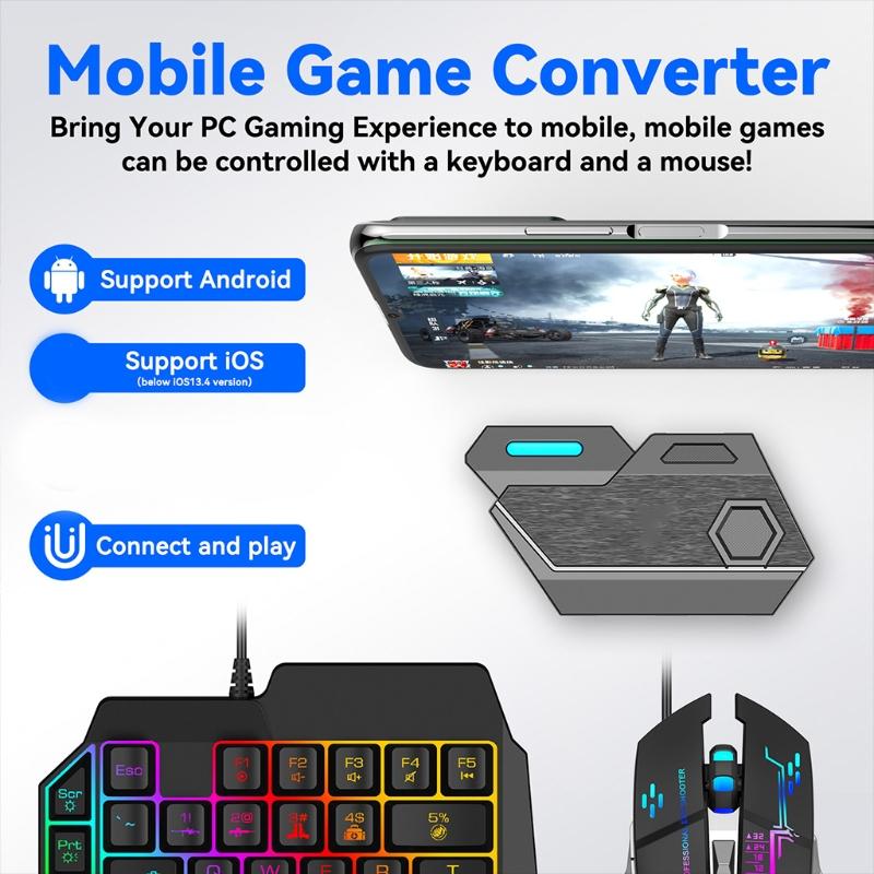 Keyboard and Mouse Adapter for Mobile Games,PUBG mobile, Game for Peace, for Call of Duty, Fornite, etc