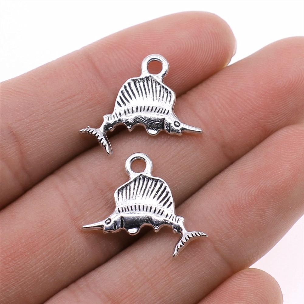 20 Stück Fisch Anhänger Antik Bronze Silber Farbe Anhänger DIY Basteln Herstellung Zubehör Handgefertigt Tibetischer Schmuck Für Schmuckherstellung