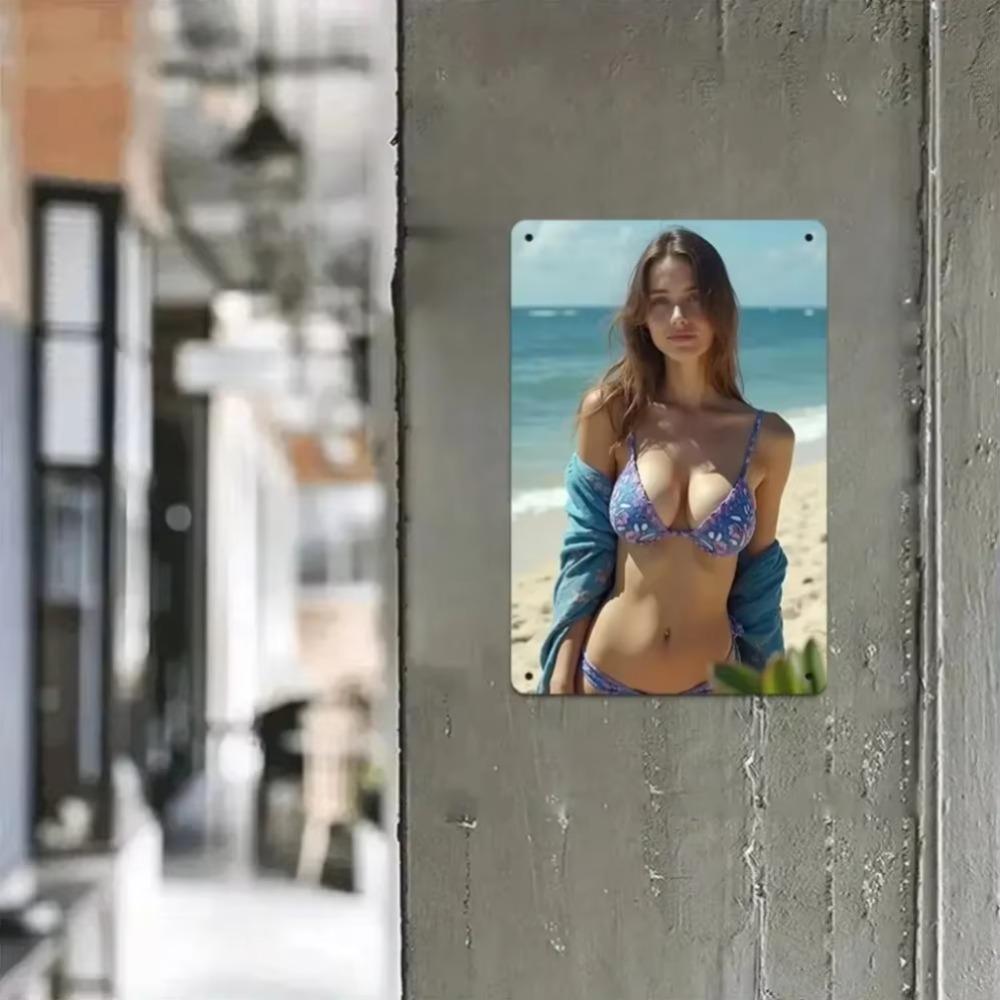 Vintage Metall-Wandkunst Küste Retro Strandmädchen Eisenmalerei Heimdeko