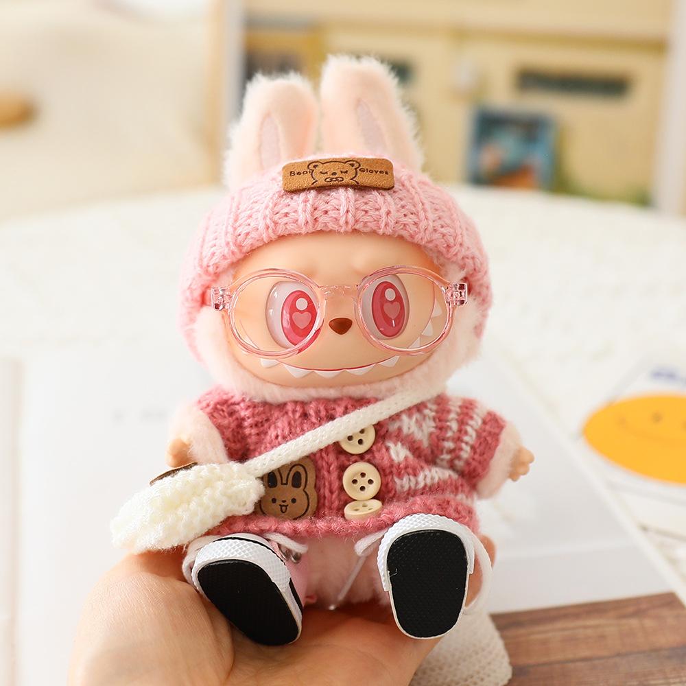 Knitted Sweater Set with Hat/Bag/Glass/Shoes Doll Clothes Outfit for 17cm Figures 1st/2nd/3rd (No Doll)