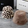 Hat Women Autumn and Winter Sweet and Cute Bucket Hcap Fashion Leopard Hat Plush Fisherman Hat Warm Thick Basin Hats