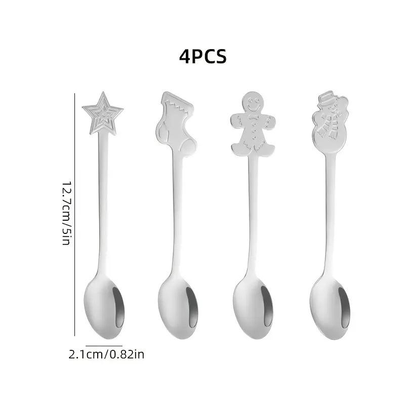 Stainless Steel Christmas Cartoon Coffee & Dessert Spoon Set