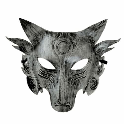 

RAKU Halloween Mask, Masquerade Mask, Performance Supplies, Fox Animal Mask (Silver)