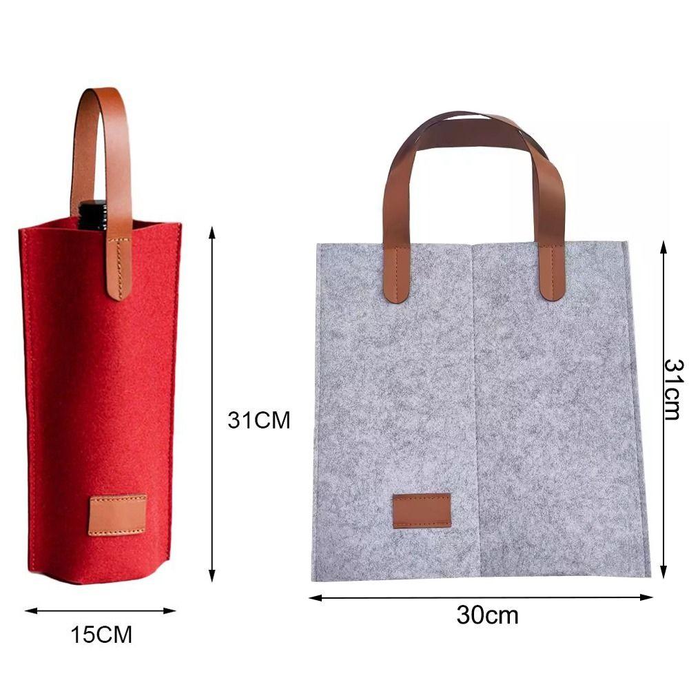 Solid Color Wine Bag Single Double Wine Carrier Bag Simple Felt Bag