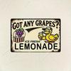 Vintage Duck Lemonade Metal Sign - Retro Wall Art with "GOT ANY GRAPES?" Design, Rustic Iron Decor for Home, Office, Bar Decor