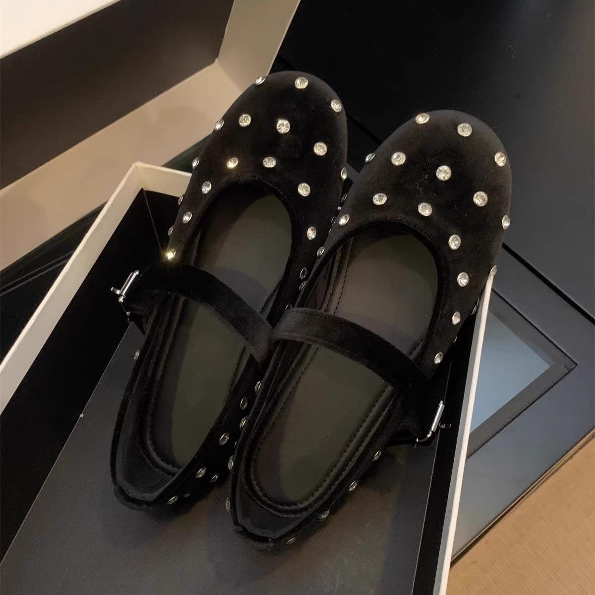 

Туфли женские с круглым носком и мелким горлом, весна-осень, новая корейская версия, французский темперамент, балетки, вечерние туфли на плоской подошве, Мэри Джейн S 35 чёрный