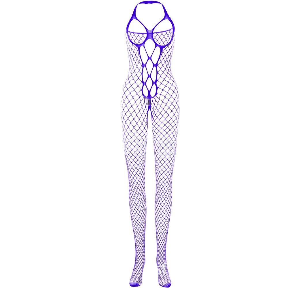 Womens Sexy Halter Fishnet One-piece Stocking Suspender Sleeveless Bodystocking Lingerie Body Suits Plus Size