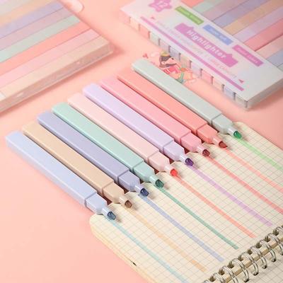 12 Stück Pastellfarben Textmarker Stift Doppelspitze Marker Stifte Leuchtstift Zeichenmarker Niedliche Schreibwaren Schulbedarf