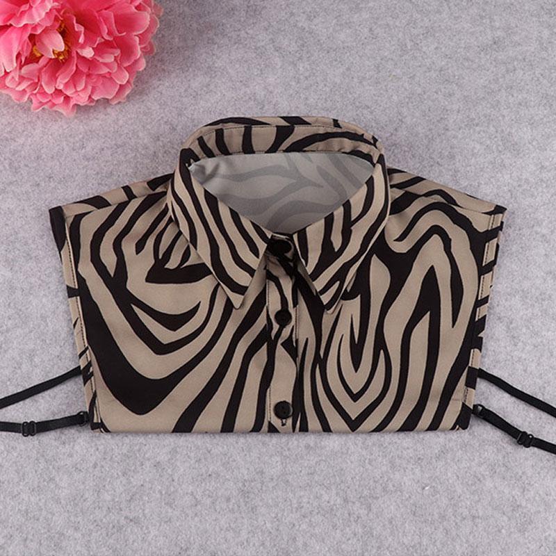 Women's Fake Collar Stylish Zebra Print Detachable Chiffon Blouse False Collar Fashion Blouse Half Shirt False Collar