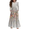 Girls' Tiered Ruffle Dress - Long Sleeve Printed Maxi With Pockets