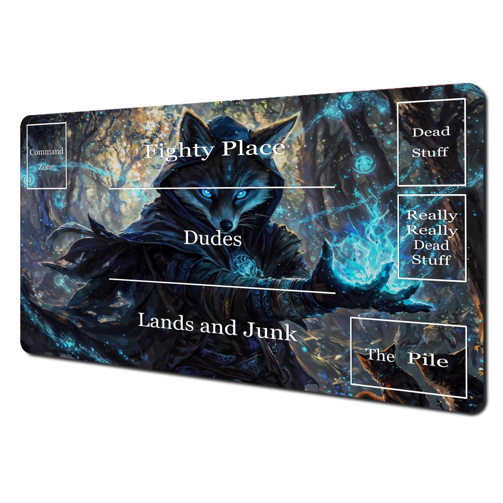 Magic The Gathering Playmat Wizard Fox MTG Play Mat with Zones Stitched Edges mmmm Thick 800x300x2mm