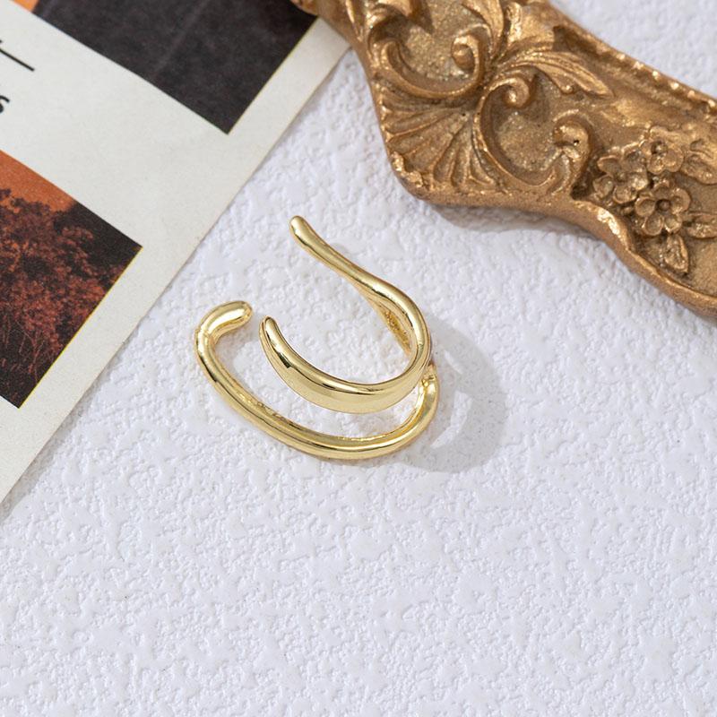 Nieuwe Koreaanse Nep Piercing Oor Cuff Dubbele Cirkel Oor Cuff Nep Oorbellen voor Vrouwen Man Hiphop Cuffs Oorclips Accessoires Cadeau