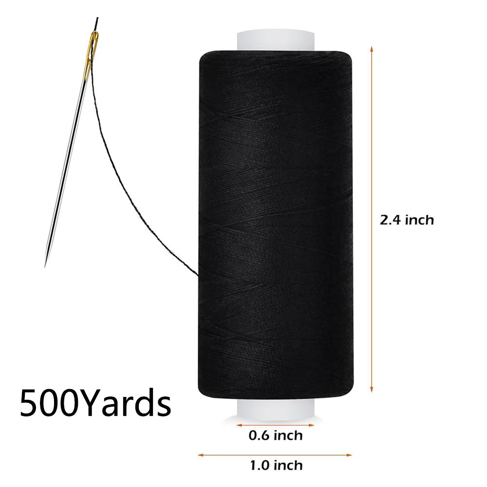 2Pcs Sewing Thread Kit 500 Yards Each Spool 402 Polyester Thread with Sewing Needle & Threader for Hand Stitching Embroidery