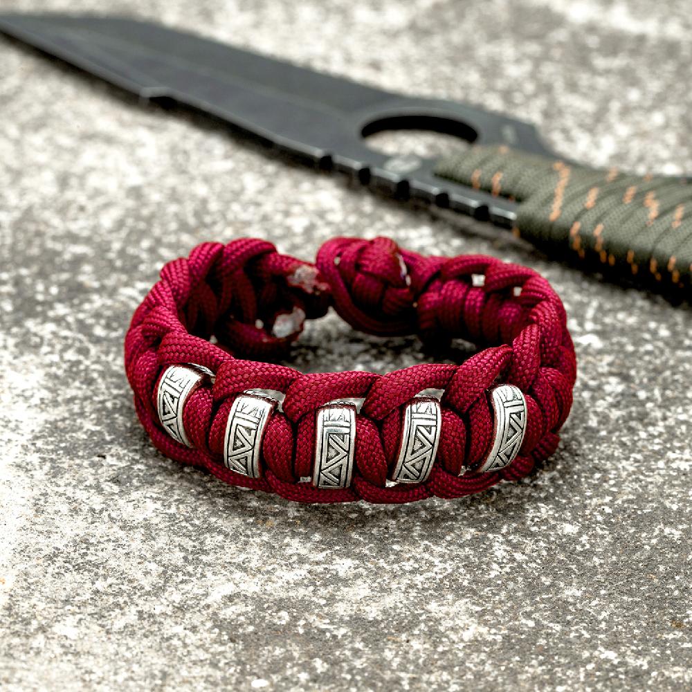 

Vintage Viking Runes Survival Bracelet Men Norse Rune Braided Lanyard Wristband Bangle Women Charm Amulet Handmade Jewelry Gift 19cm красный