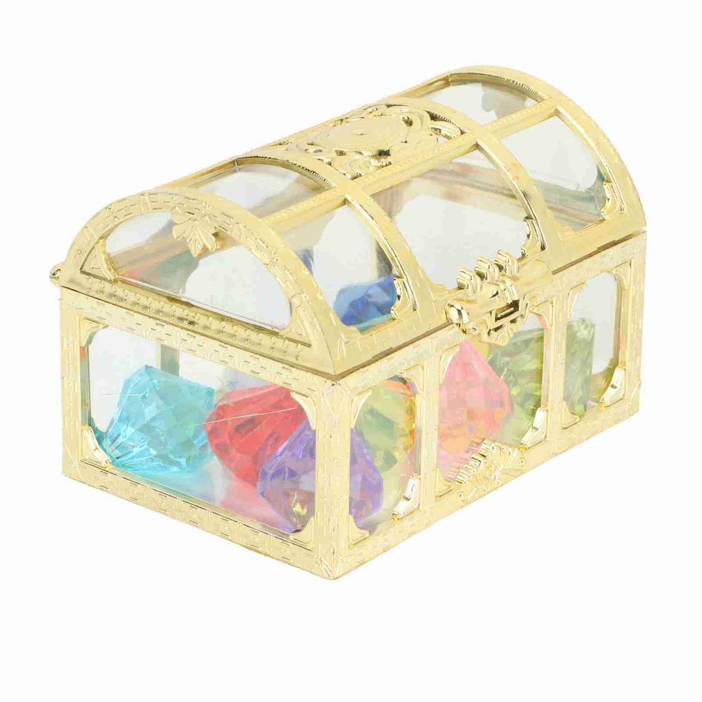 10PCS Diamonds Diving Toy Acrylic Golden Box Colorful Underwater Gem Pool Toys for Boys and Girls