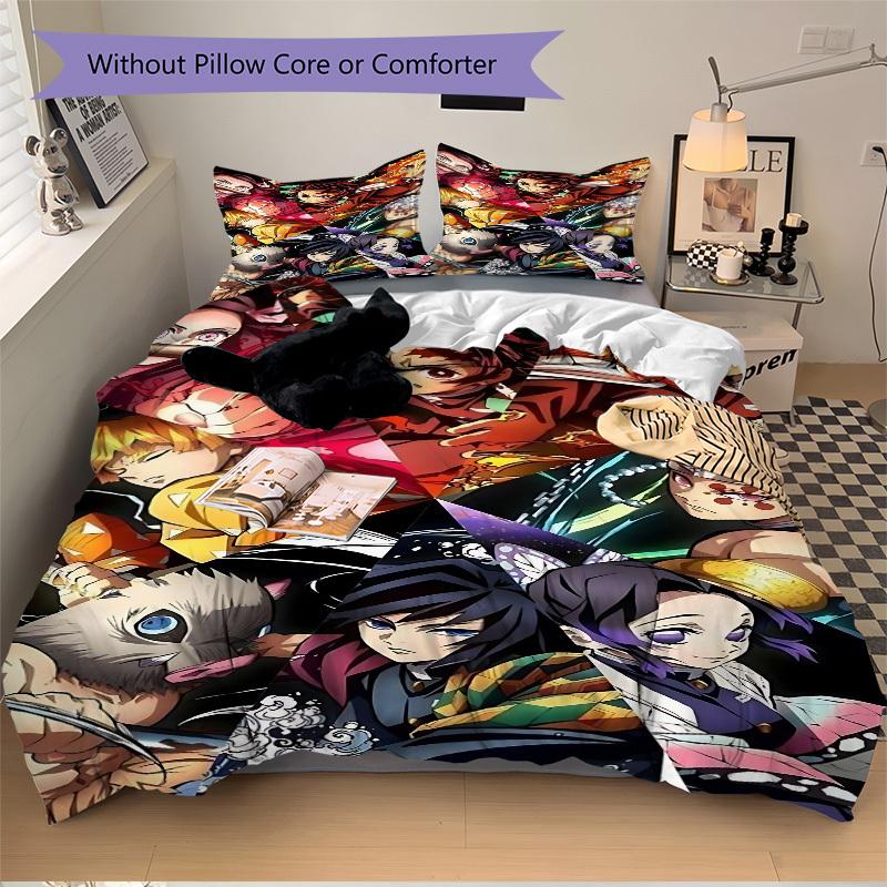 3pcs Demon Slayer Bedding Set. Soft and Comfortable with No Core Included (1x Duvet Cover + 2x Pillow Covers) yy251031030