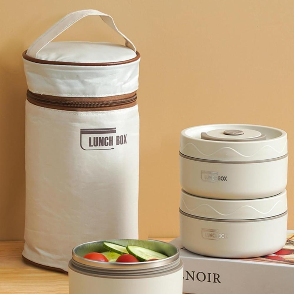 Stainless Steel Lunch Box Leak Proof Three Layer Snack Box Portable Insulated Food Lunch Container for Home Office Picnics