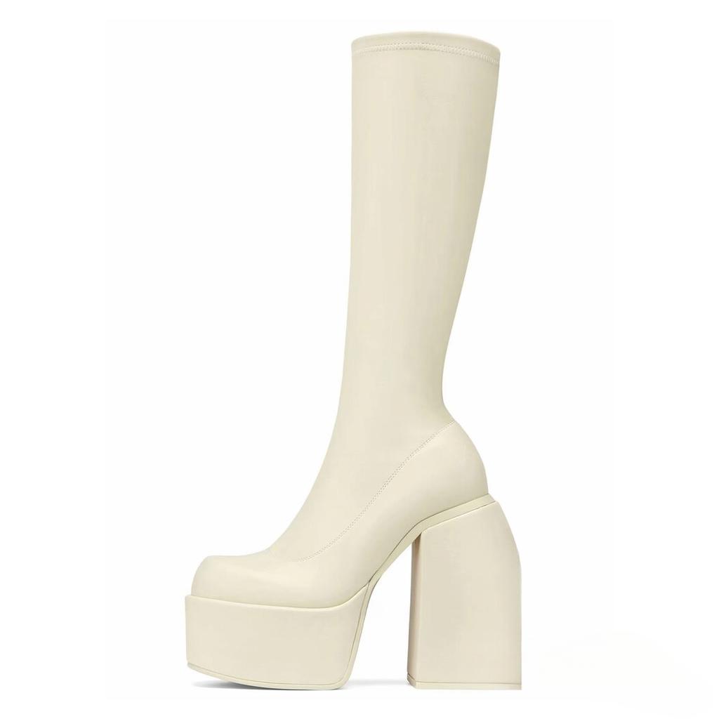 Fashion Brand Minimalist Fashionable Solid Color Knee High Boots 2024 European American Fashion Party Autumn Winter Women Boots 34-43