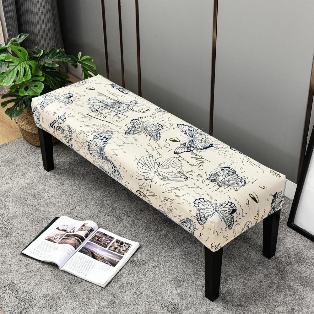 Dining Bench Cover Stretch Upholstered Bench Slipcover Printed Bench Seat Protector Rectangle Bench Covers for Dining Room Bedroom Living Room Kitchen