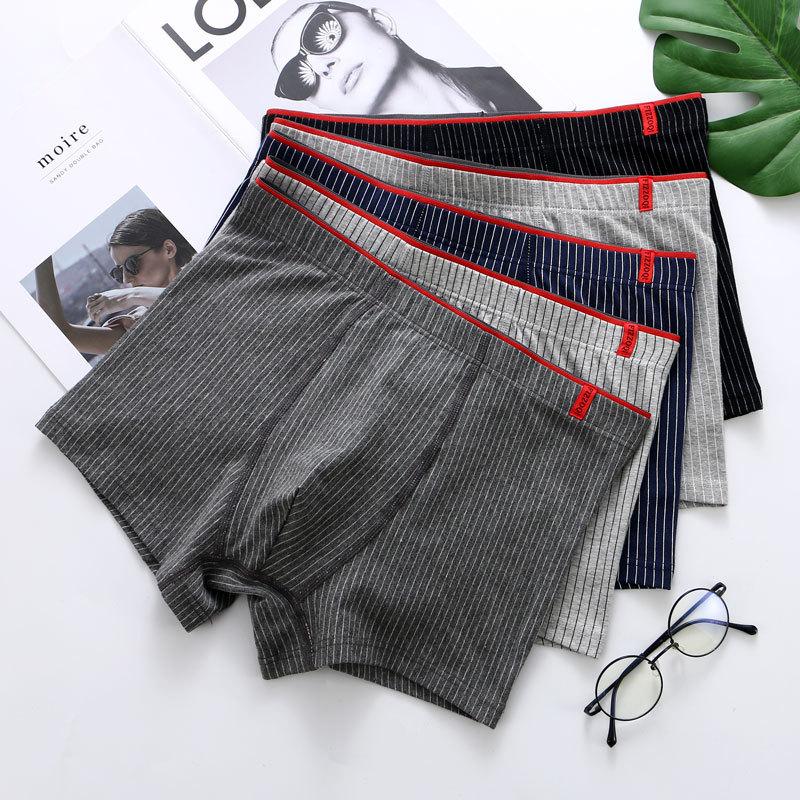 Men's Underwear Cotton Men's Four Corner Pants Breathable Large Size Mid Waist Flat Corner Pants Shorts
