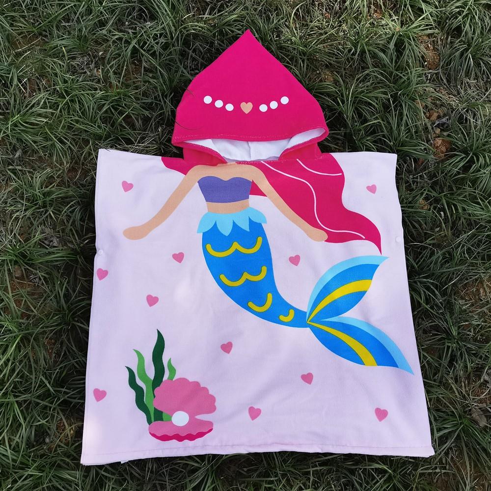 Wearable Children S Bath Towel Cloak Beach Towel Cape Bathing Suit Swimsuit Bathrobe