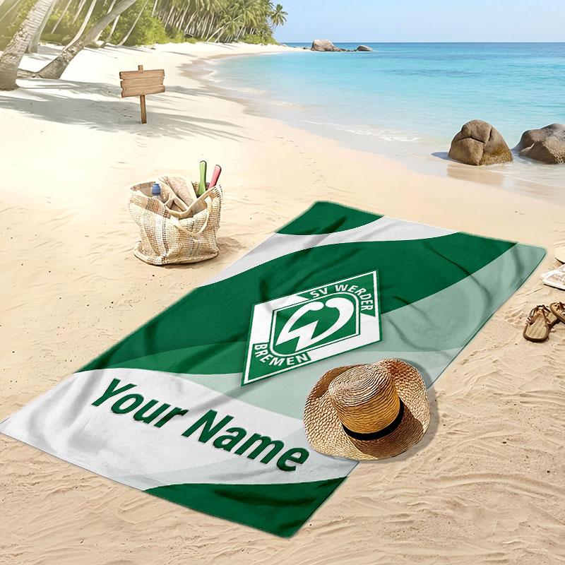 Werder Bremen FC Personalized Printed Beach Towel Soccer Logo Support Custom Name Text Absorbent Towel For Sport Travel Special Gift