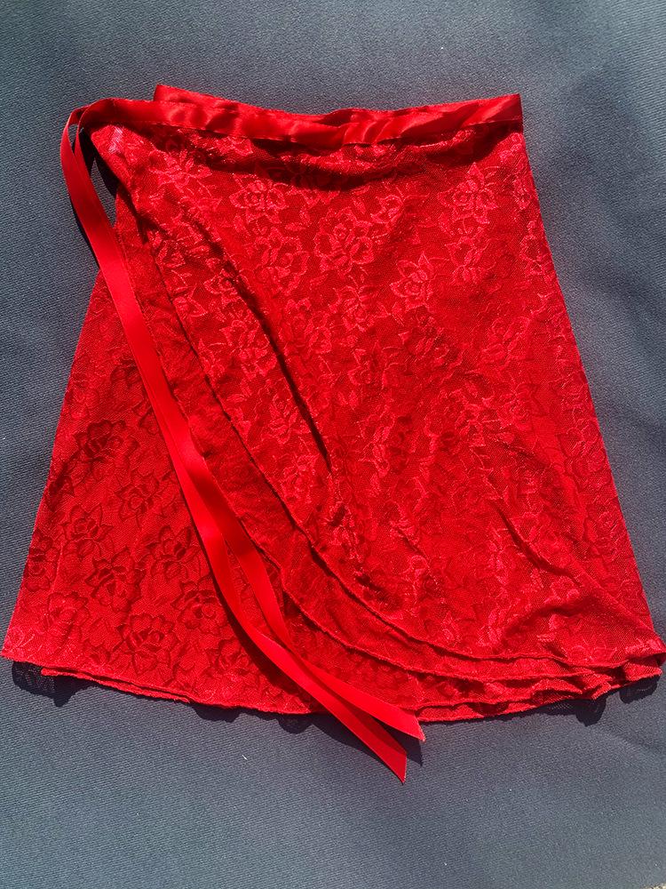 Ballet Chiffon Tulle Midi Skirt with Lace Panel and Tie-Up for Classical and Chinese Dance - Adult and Child Sizes