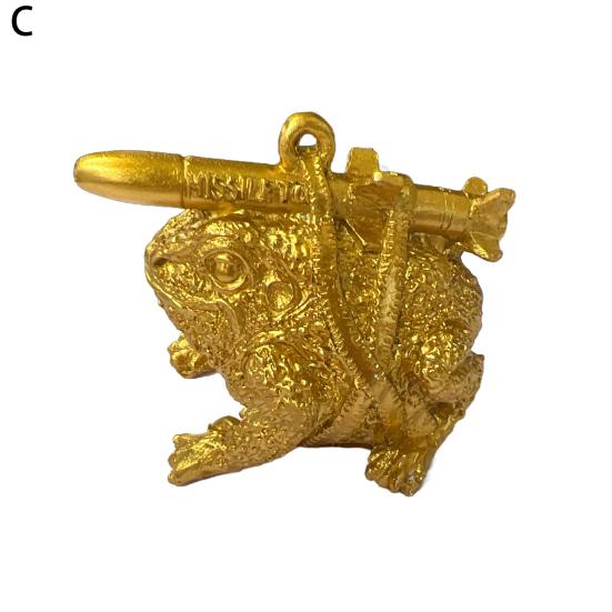 Raketen-Krötenfigur, Gartenrakete, grüner goldener Frosch, Harzstatue, Lenkraketen, Tierskulptur, Innen- und Außenbereich, Hof, Rasendekoration, Ornament