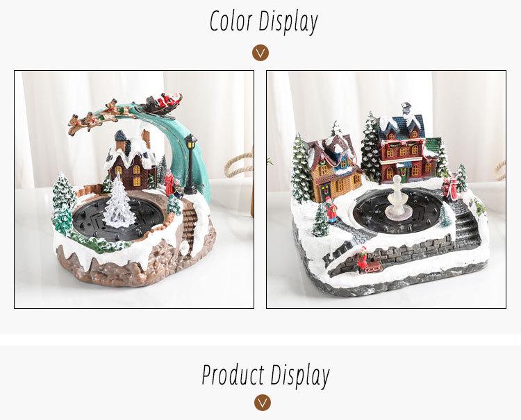 Glowing Christmas Music Box with Rotating Ornament, Water Spray, and Resin Fountain Gift.
