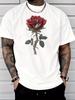 Unisex White Crew Neck Tee Dollar Rose Print Loose Oversized Short Sleeve Unisexs Streetwear Summer Casual Daily Basic Wear Top