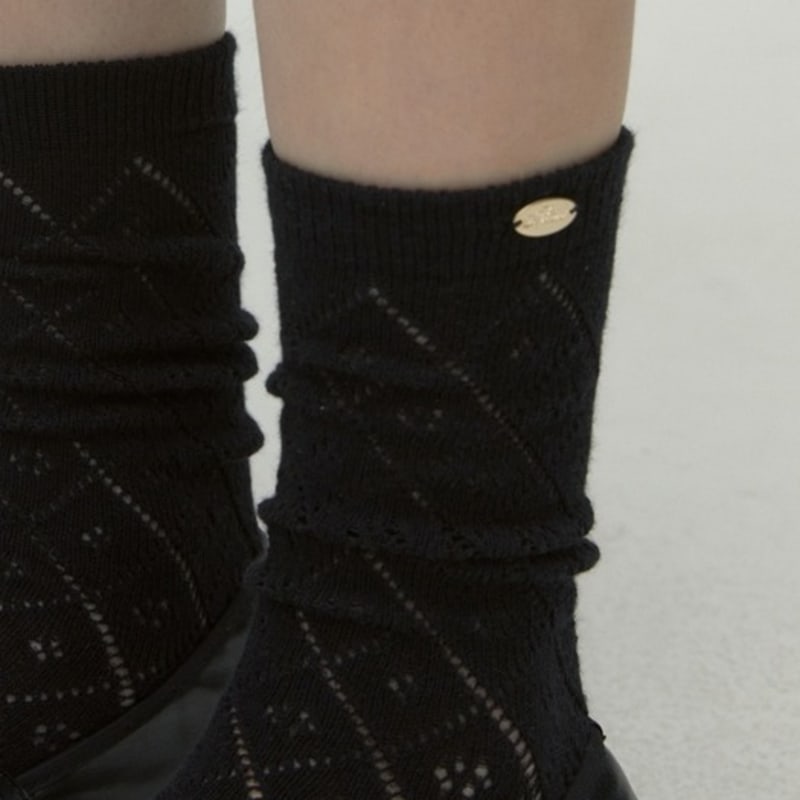 DEPOUND Lace Argyle Socks - Black