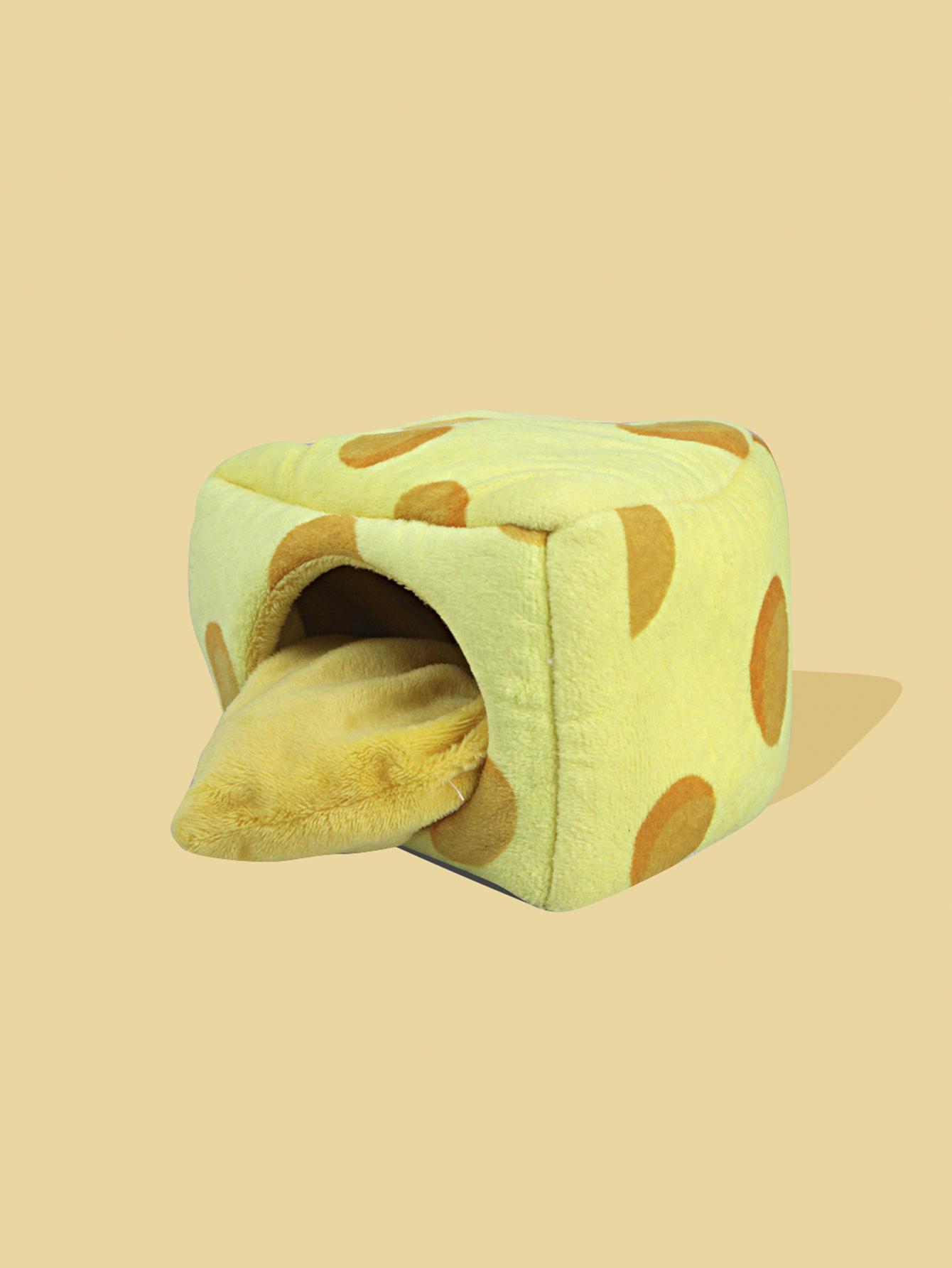 

Cute Cheese Shaped Hamster Bed House, Hedgehog Hideout Nest Small Pet Winter Warm Cage Accessories жёлтый