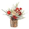 Christmas Artificial Snowy Pine Branches with Vase Faux Pine Cone Berry Arrangement Vintage Faux Cedar Greenery Picks for Home Indoor Fireplace Mantel