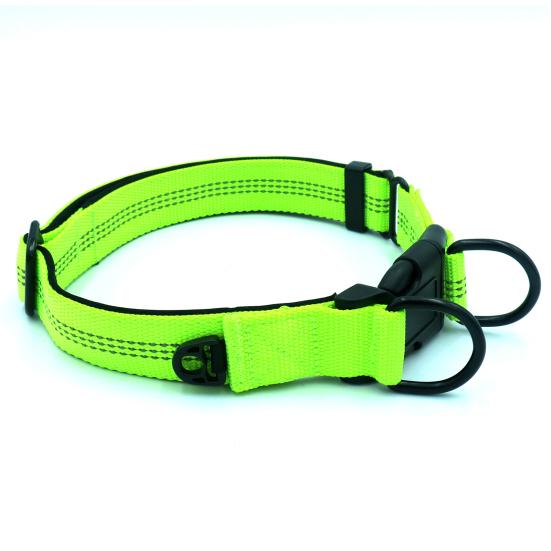 

Регулируемый светоотражающий нейлоновый ремень-ошейник для питомца с двойным D-кольцом для средней и крупной собаки флуоресцентный зеленый