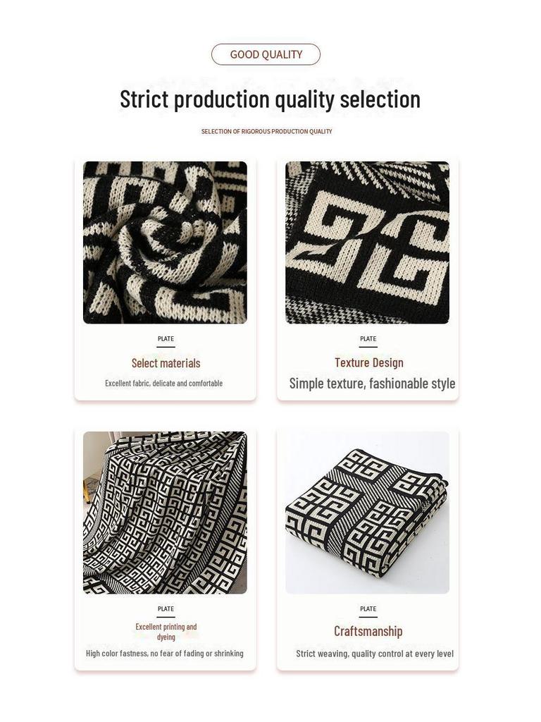 Nordic Style Knitted Wool Sofa & Bed Blanket – Cozy, Simple Design for Living Room or Air Conditioning Use