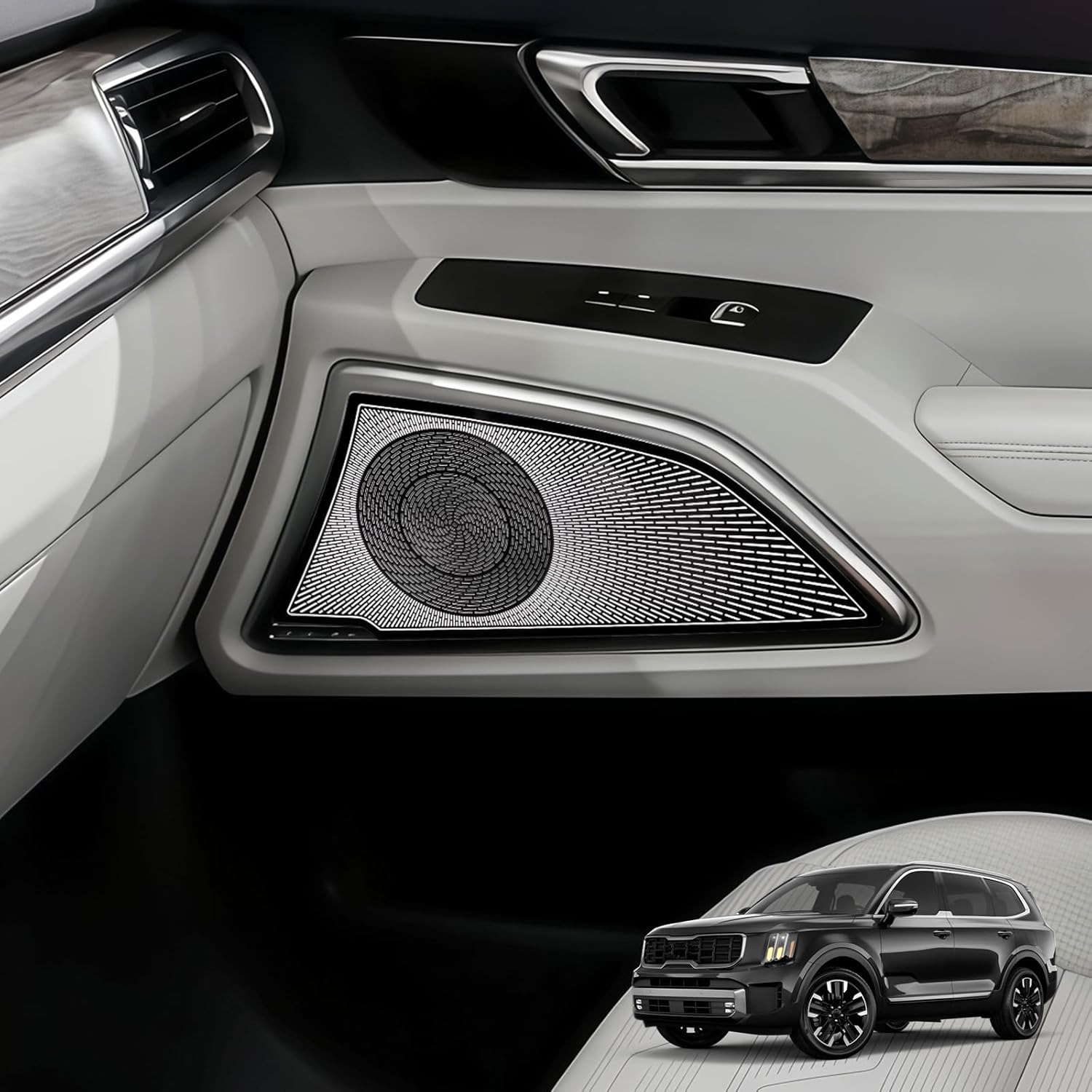 

Stainless Steel Chrome Car Interior Door Cover Trim Frame Protective Compatible with Kia Telluride 2020-2025 Accessories (Silver) чёрный