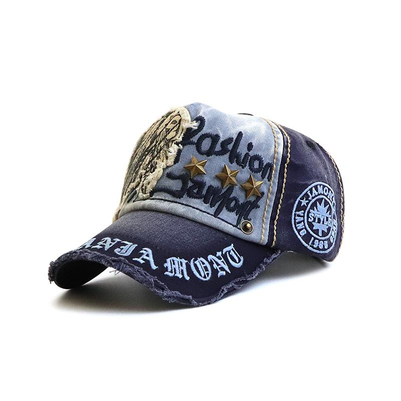 Yiran bag Vintage Wasbare Cowboy Baseballpet Borduurwerk Snapback Hoed Voor Mannen Vrouwen Versleten Hip Hop Petten Verstelbaar Effen Katoen Zon Hoed Adjustable