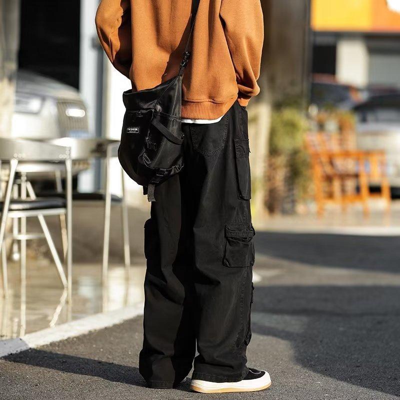 Cargo Pants Multi-pockets Tooling Pant Harajuku Men's Vintage Loose Wide Leg Pants Streetwear Casual Hip-hop Mopping Trousers
