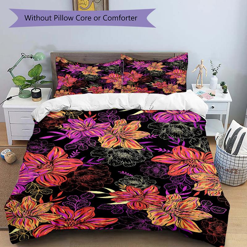 3pcs Floral Pattern Bedding Set, Breathable and Soft, Suitable for All Seasons, Ideal for Home Use, Suitable for Bedroom Decor 21157