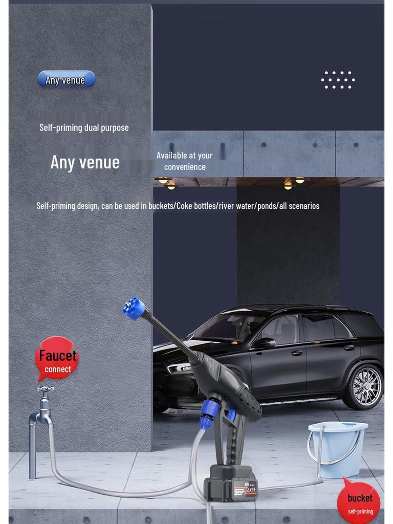Portable High-Pressure Wireless Car Wash with Lithium Battery