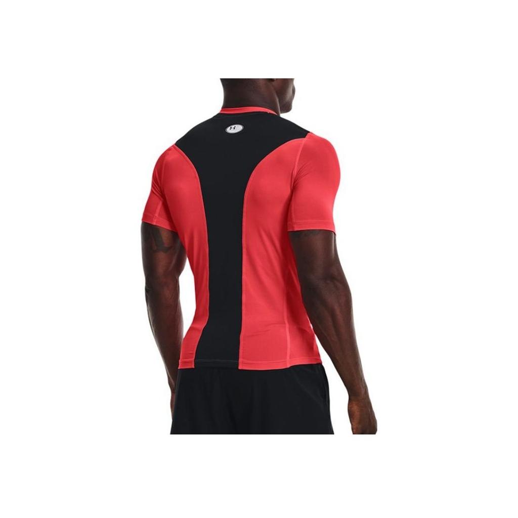 Under Armour Solid Logo Print American Vintage Dopamine Fitted Crew Neck T-Shirt Men Tops Red 1370657-628