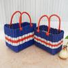 Wear Resistant PVC Woven Picnic Basket For Camping Outdoor Gatherings And Beach Parties With Large Capacity