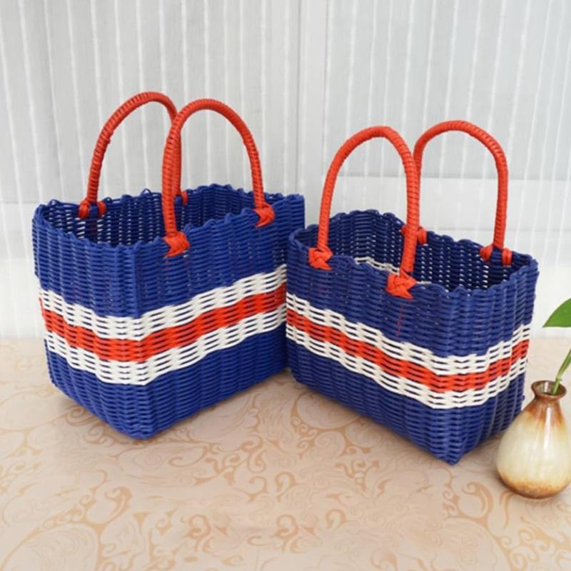 Wear Resistant PVC Woven Picnic Basket For Camping Outdoor Gatherings And Beach Parties With Large Capacity