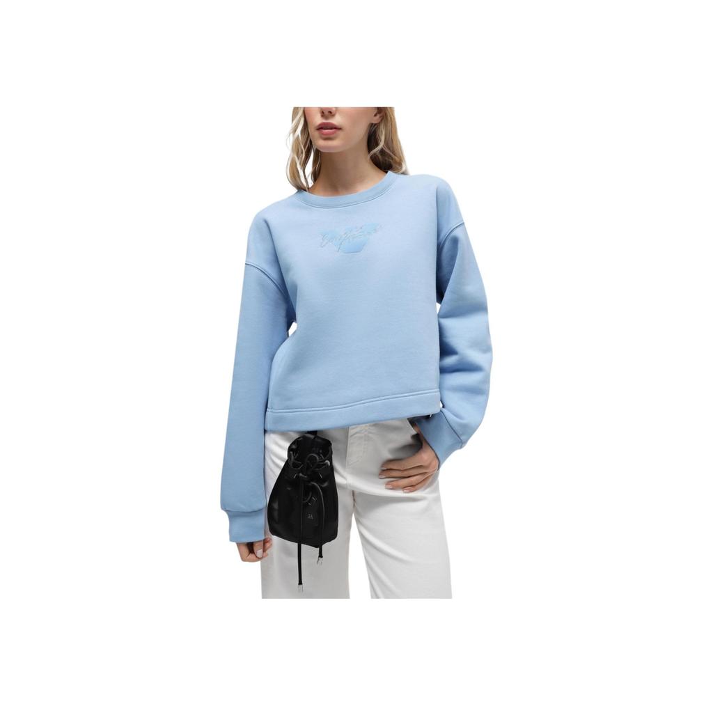 Emporio Armani Embroidered Crew Neck Long Sleeve Sweatshirt Women Tops Blue 6R2M7L-2JTDZ-0712