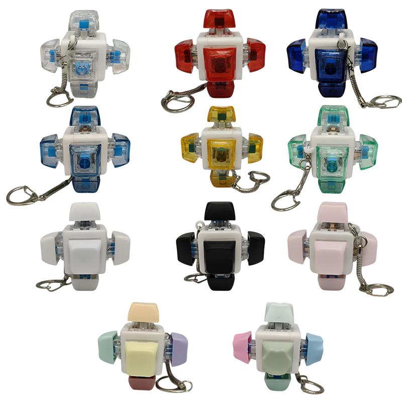 Creative Six Sided Decompression Mechanical Keyboard Key Toy Key Chain For Adults Anti Stress Finger Games Toys