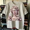 Artistic Statue Selfie Glasses Graphic White Tshirt Unisex Casual Top Creative Print Short Sleeve Tee Aesthetic Streetwear Style