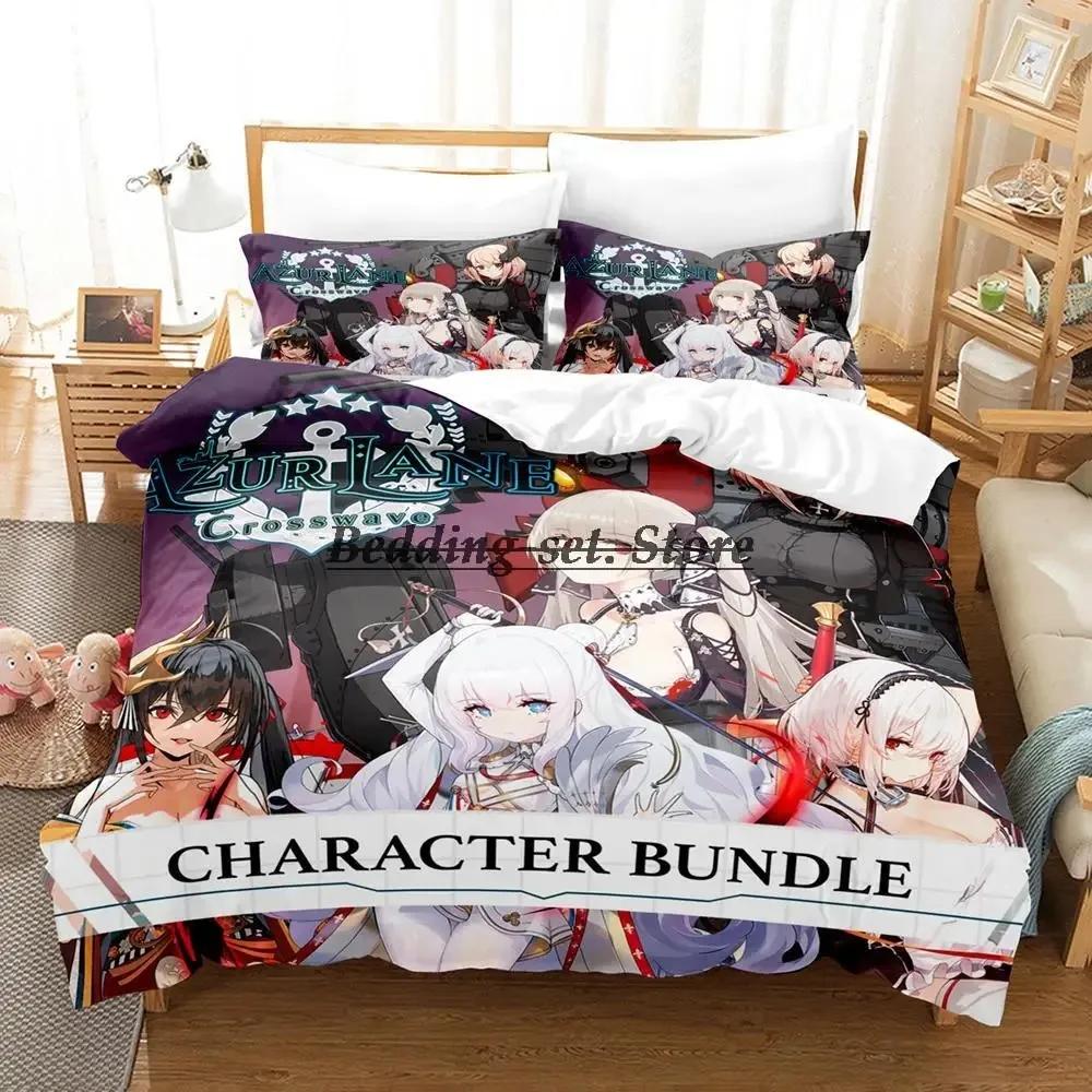 Azur Lane Bettwäsche Set Einzelbett Twin Full Queen King Size Bettset Aldult Kind Schlafzimmer Bettdeckenbezug Sets 3D Druck Anime Bettlaken Set