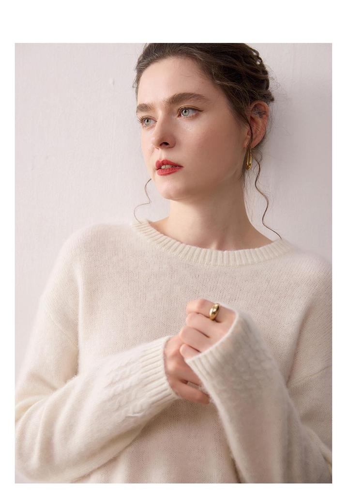 New Autumn/Winter Women's Cashmere Knit Pullover - Loose Fit, Slimming Round Neck