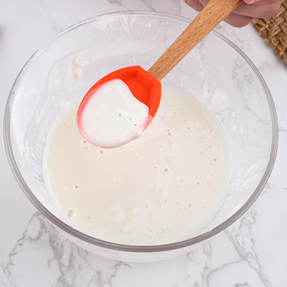 5 ks Silikonové malé stěrky Sada Mini stěrka Dřevěná rukojeť Tepelně odolná Lžíce Škrabka Lžíce Pečení Kuchyňské náčiní